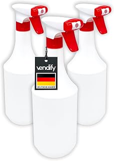 3x Sprühflasche 1 Liter / 1000 ml mit Schaum Düse - Leer ohne Label - Premium Qualität - 1l groß nachfüllbar Spray Bottle Fein Zerstäuber für Reinigungsmittel