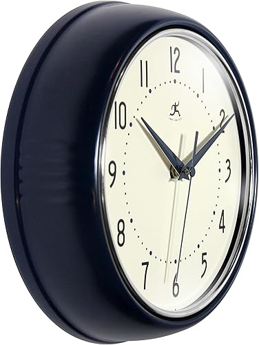 Miniatura 3 de Infinity Instruments Reloj de pared redondo retro de 9.5 pulgadas, azul marino