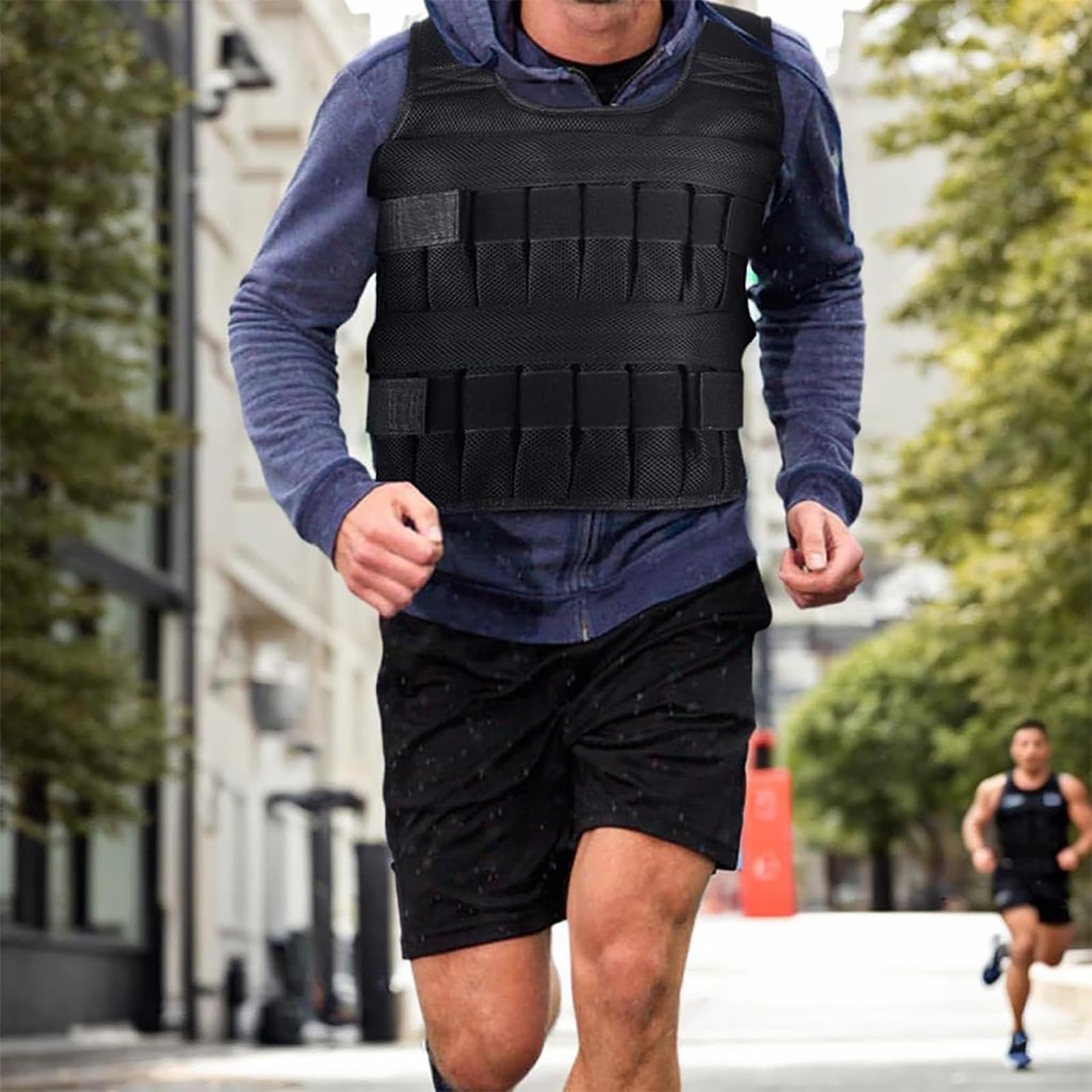 Chaleco lastrado de 10 kg para hombres y mujeres, chaleco de entrenamiento de fuerza con bolsillo, sin pesas, para ejercicio al aire libre y deportes