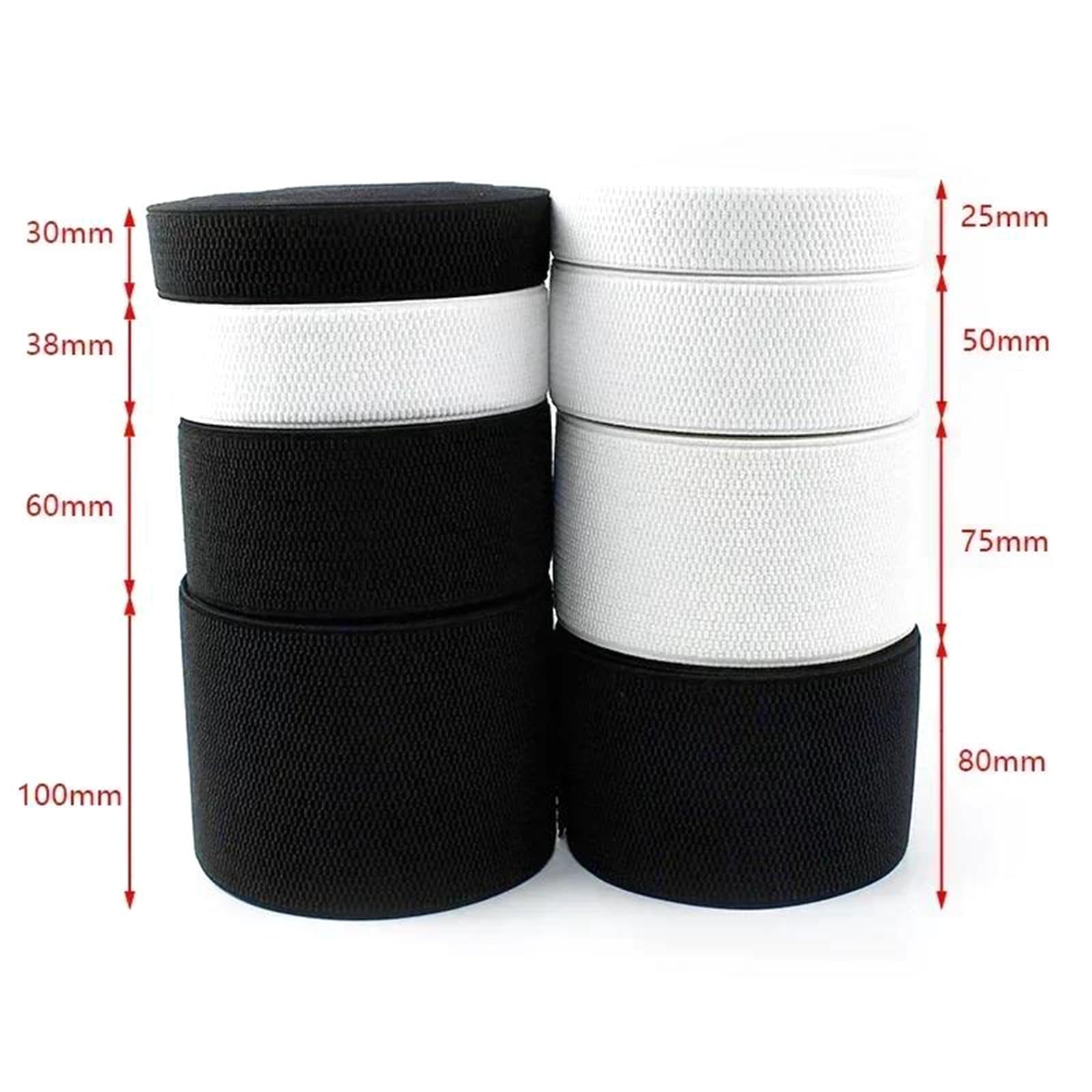 Bandas elásticas Banda elástica Ancha y Plana 4 Metros (2,5-10 cm) de Cinta de Goma for Coser Ropa, Cinturilla, Falda, cinturón, Accesorios de Ropa, Color Negro, 100 mm(Schwarz,60mm)