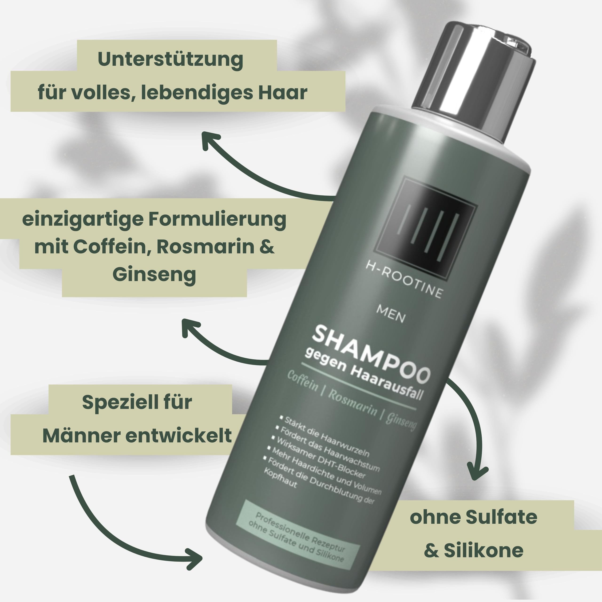 Coffein-Shampoo gegen Haarausfall* für Männer (200ml) • Anti-Haarausfall* Shampoo mit Coffein, Rosmarin & Ginseng • Fördert Haarwachstum & pflegt die Kopfhaut