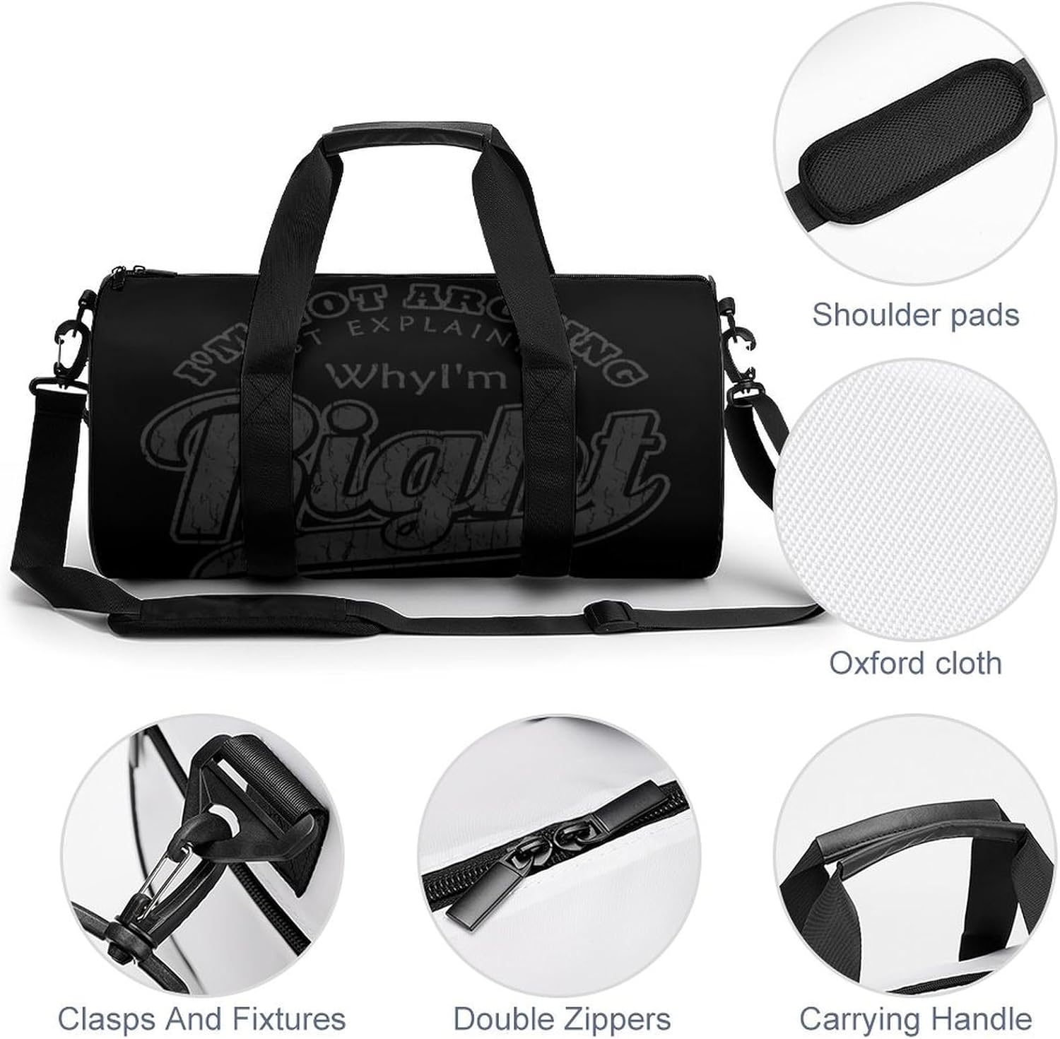Just Explaining I'm Right Gym Sport Bag Travel Duffle Backpack Weekender Overnight with Shoes Compartment for Women Men