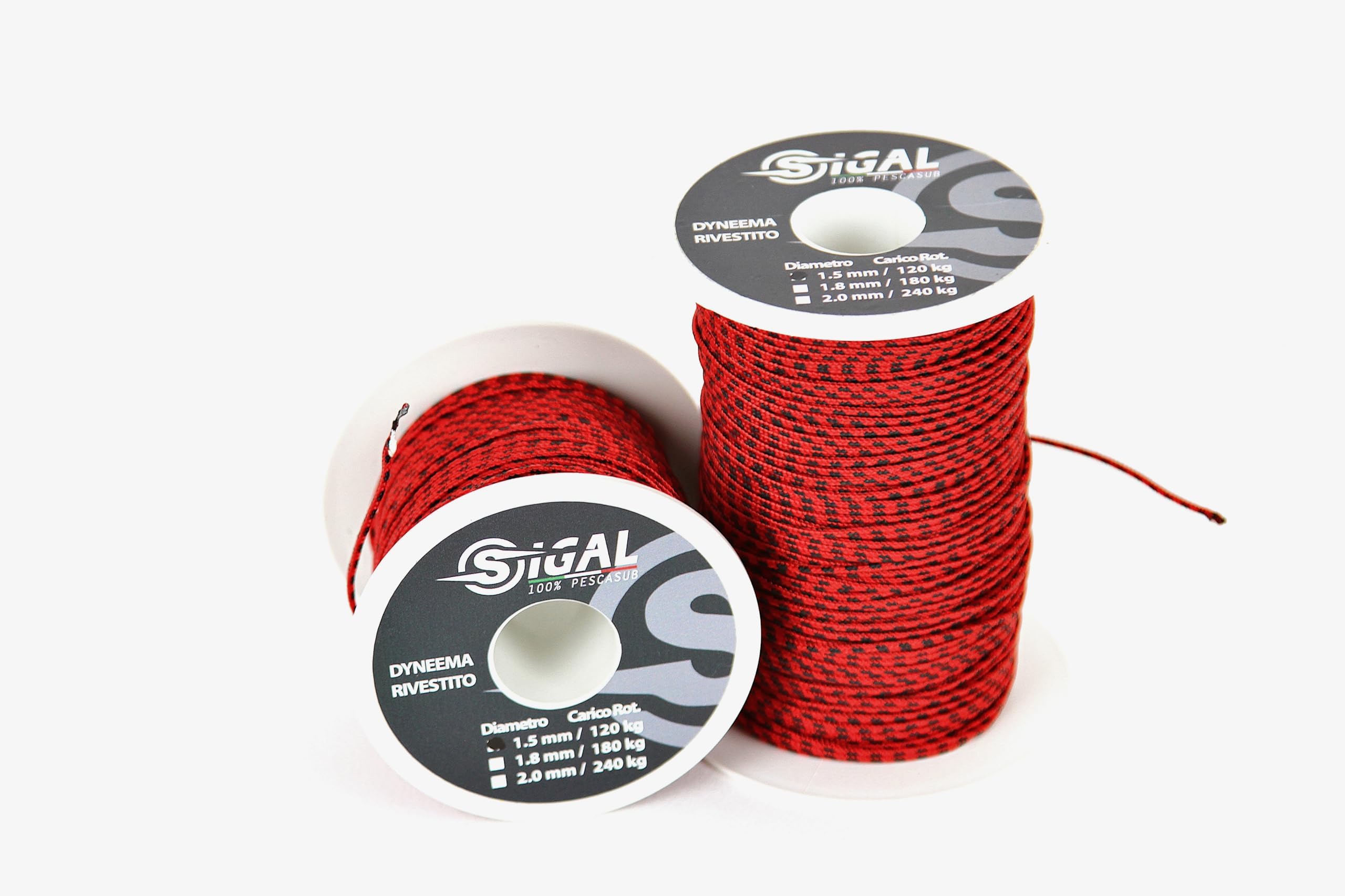 Sigalsub - Sagola in dyneema rivestito,Sk75, bobina 50 mt (rosso inserti neri)