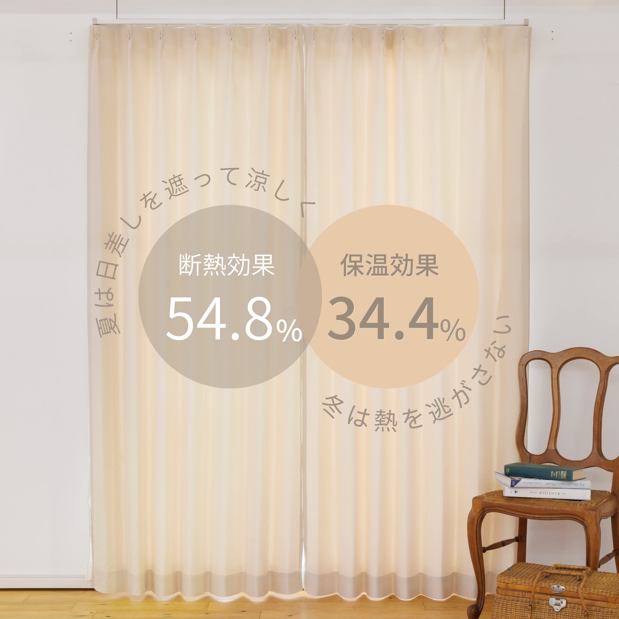Amazon｜カーテン研究所≪つぶつぶパステル厚地 クリーム≫ 幅100cmx丈