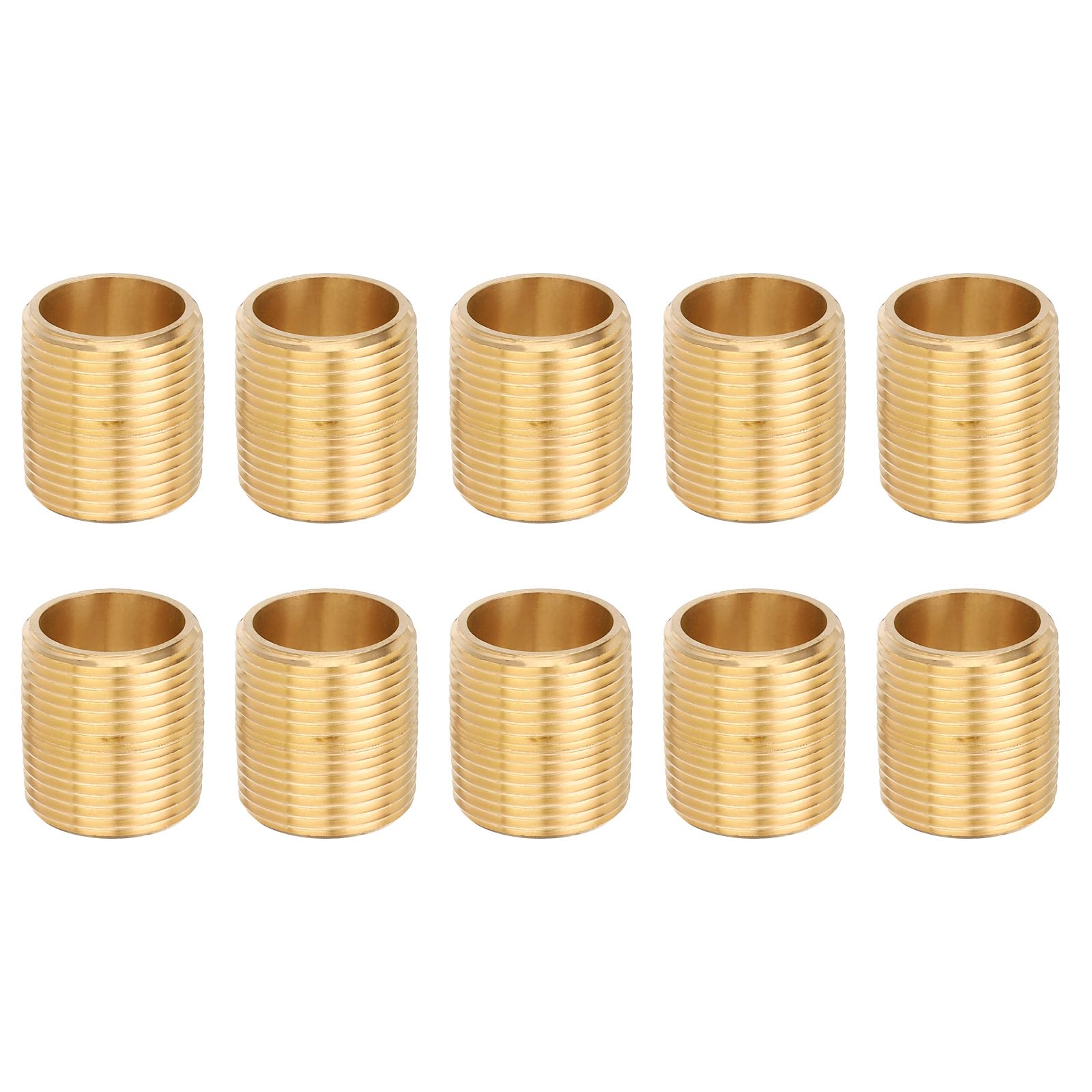 PATIKIL Raccordo Maschio In Ottone 1" x 1" NPT Per Tubi A Innesto Stretto, 10Pz Lunghezza 1-2/5" Connettore Diritto Per Collegamenti A Combustibile, Aria, Acqua, Olio, Gas, Colore Ottone
