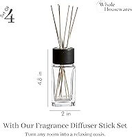 Vista 3 de WHOLE HOUSEWARES Varillas Difusoras Naturales en Botellas de Carrizo Vidrio Transparente para Decoración del Hogar para Cocina y Sala de Estar