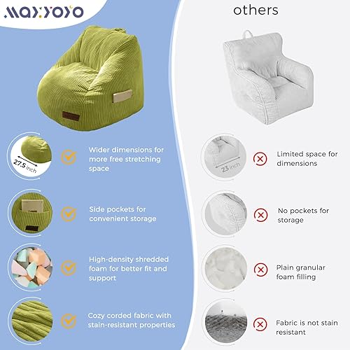 Miniatura 8 de MAXYOYO Silla Puf para Niños, Sofá Puf con Asa, Silla Cómoda para Niños Pequeños para Niños y Niñas, Silla de Sofá Decorativa con Bolsillo para