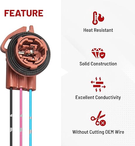 Miniatura 3 de RED WOLF 3157 3156 - Adaptador de enchufe de arnés precableado compatible con GM GMC Chevy Buick Cadillac 1997-2007 para extensión de cableado de