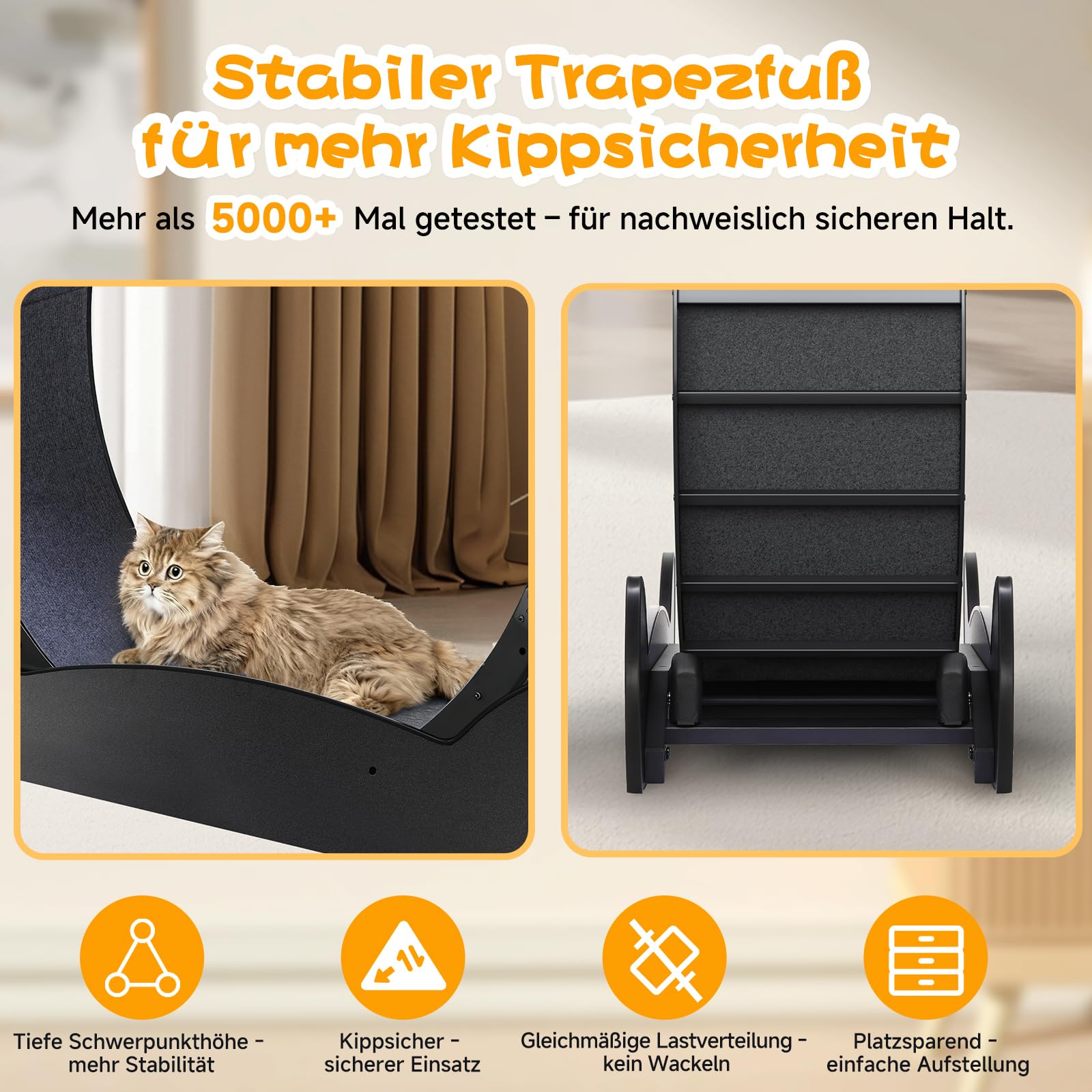 GTPLAYER Katzenlaufrad, laufrad Katze, Extra großer 100 cm, ultraleises Laufrad mit Abnehmbarer Teppich und Spielzeug, Aufkleber, Verriegelung, geeignet für die meisten Katzen, Metall, Schwarzen Ohren