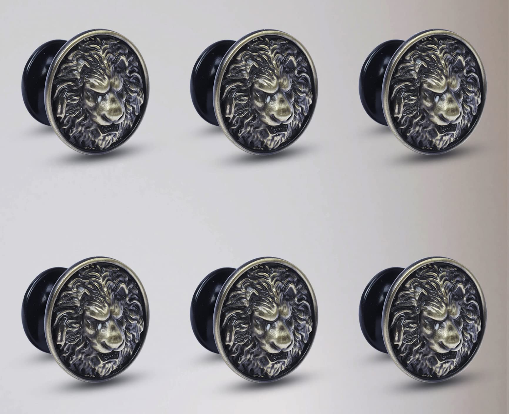 Plantex Lion Face Knobs for Drawer | Kitchen Cabinet Knobs | Pulls Handles Knobs for Wardrobe Kitchen | Round Drawer Pulls and Knobs- Pack of 6 Pieces (Brass-Antique) (B0B84ZXL1H) Amazon Price History, Amazon Price Tracker