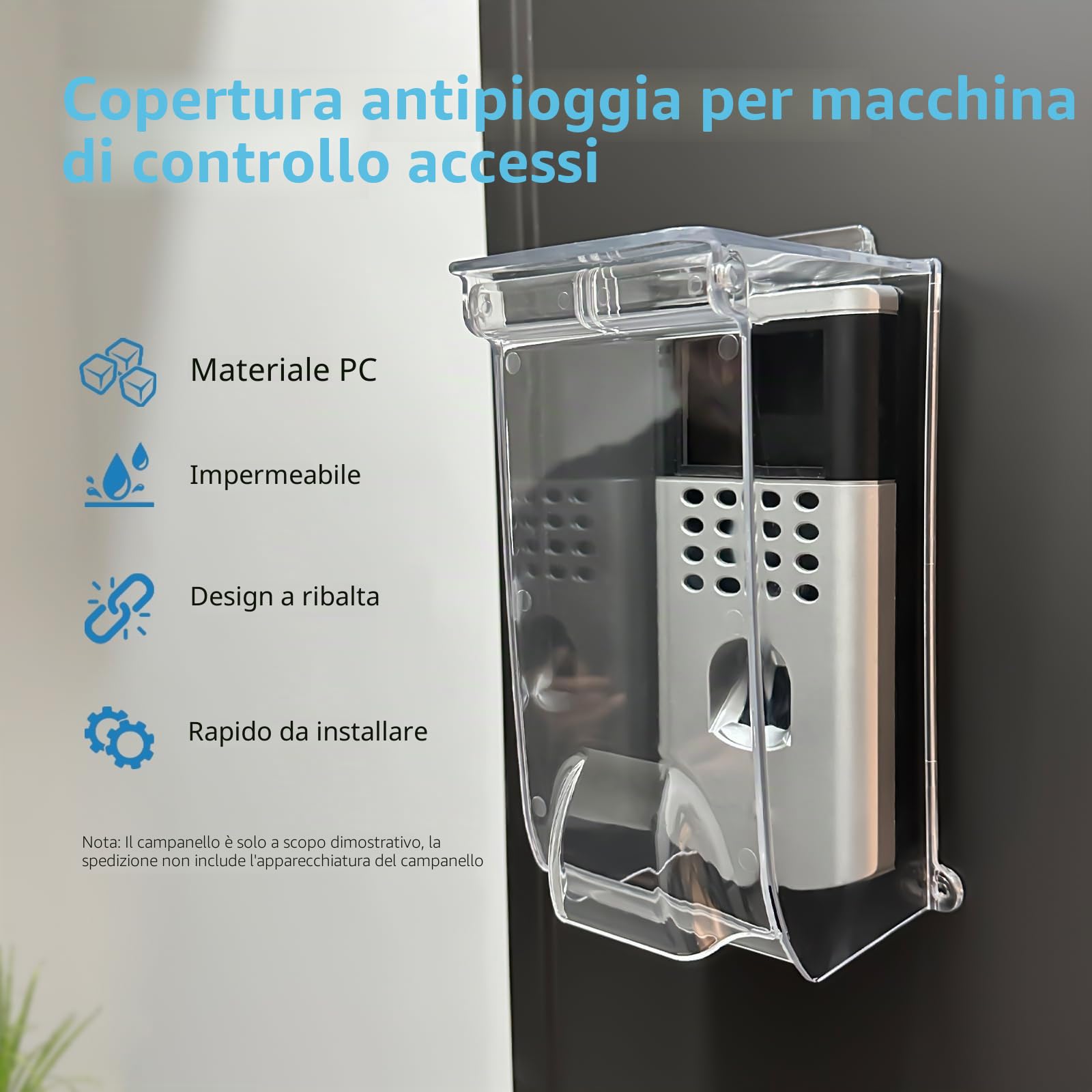 Trasparente Flip Cap campanello, protezione dalla pioggia e dalle intemperie, copertura per controllo accessi con impronta digitale, compatibile con Ring Video Doorbell/lucchetto con codice/Keypad