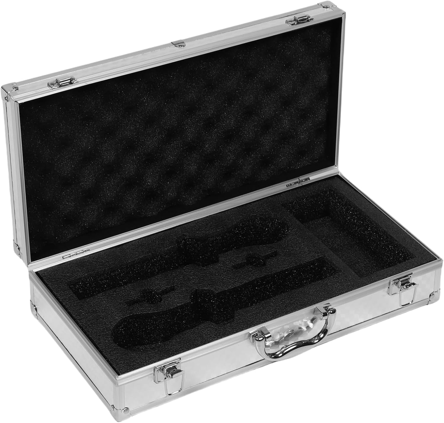 Aluminum Alloy Dual Mic Holder with Pre Cut Foam Lightweight Compact Storage for Ktv and Parties Secure Locking System for Handheld Microphones