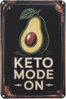 Keto Mode On Protein Food Diet Ketosis Ketognenic Keto Vintage Metal Plaques for Home & Garden Décor Aesthetic Wall Art with Inspirational Quotes 8x12 Inches
