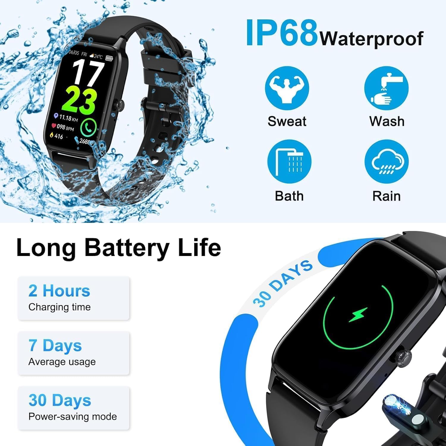 Soudorv Reloj inteligente para hombre y mujer, 1,57 pulgadas, HD, 1