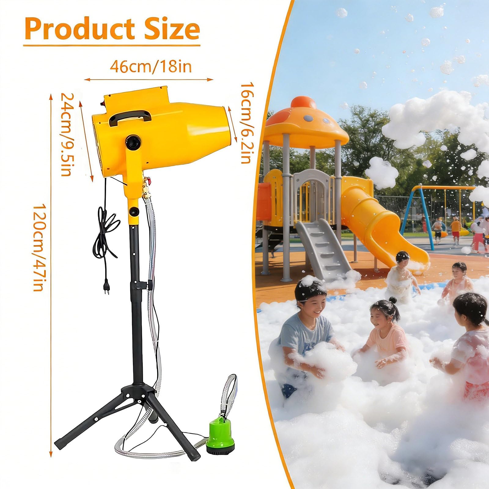 1000-W-Schaummaschine für Partys, Wasserspielzeug für Kinder und Erwachsene im Sommerpool, Seifenblasenmaschine, ideal für Feiertage und Geburtstage und Gartenpartys Black