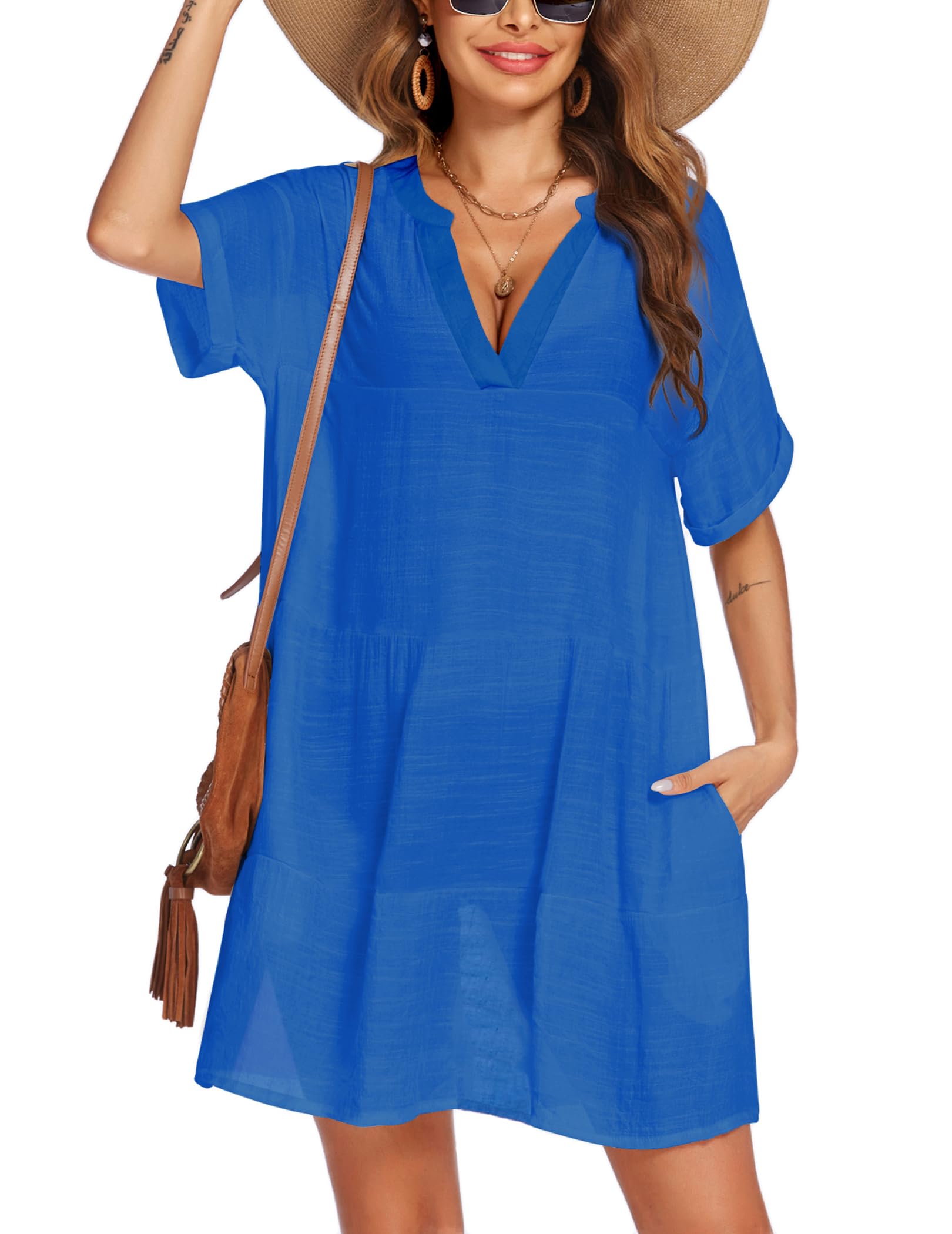 Bikini beach swimwear cover up de mujer sexy AI'MAGE con bolsillos laterales 6