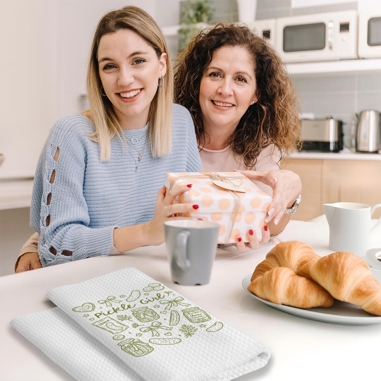 Pickle Gifts for Women Girls Kitchen Dish Towels, Pickle Lover Gifts, Coquette Green Bow Pickles Decorative Hand Tea Towels for Kitchen Bathroom, 16x24 Inches - Image 6