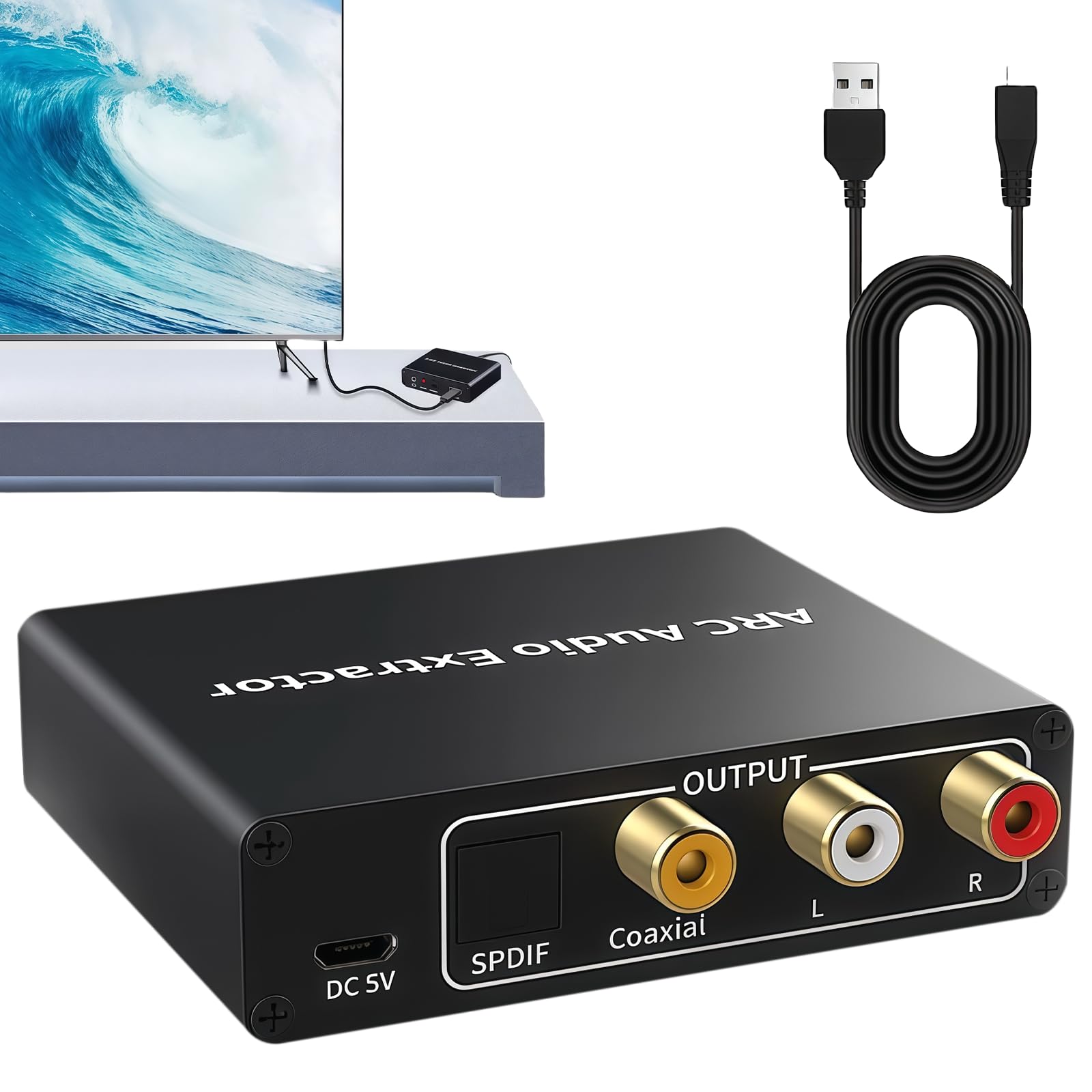 Konwerter HDMI ARC DAC audio optyczny koncentryczny 3,5 mm do soundbar home theater HDTV