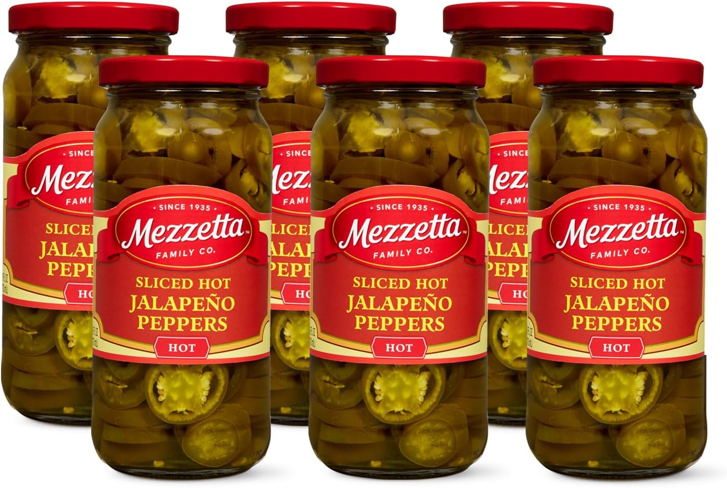 Mezzetta Sliced Hot JalapeÃƒ±o Peppers, 16 fl oz (Pack of 6)