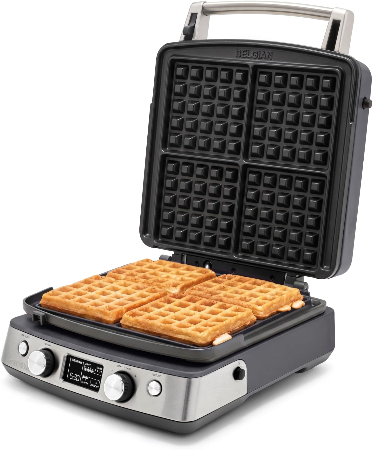 Elite 4-Square Waffle Maker, Ceramic Nonstick Plates, Graphite