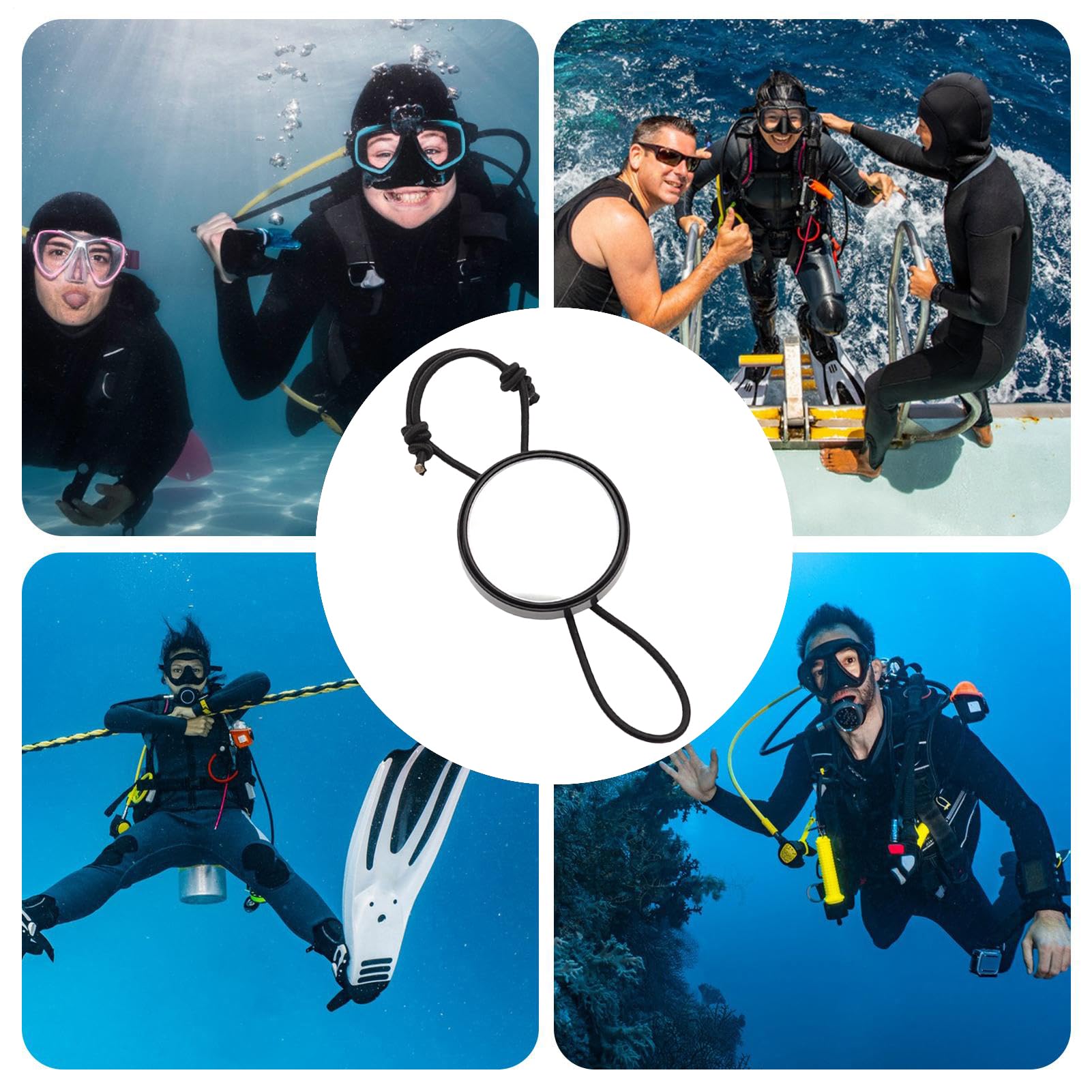 Specchio da Sub | Specchietto Retrovisore Regolabile - Attrezzatura Subacquea Regolabile Portatile Rotonda per Uomini di Mare, Sport all'Aperto, Immersioni in Caverne, Deriva, Sicurezza