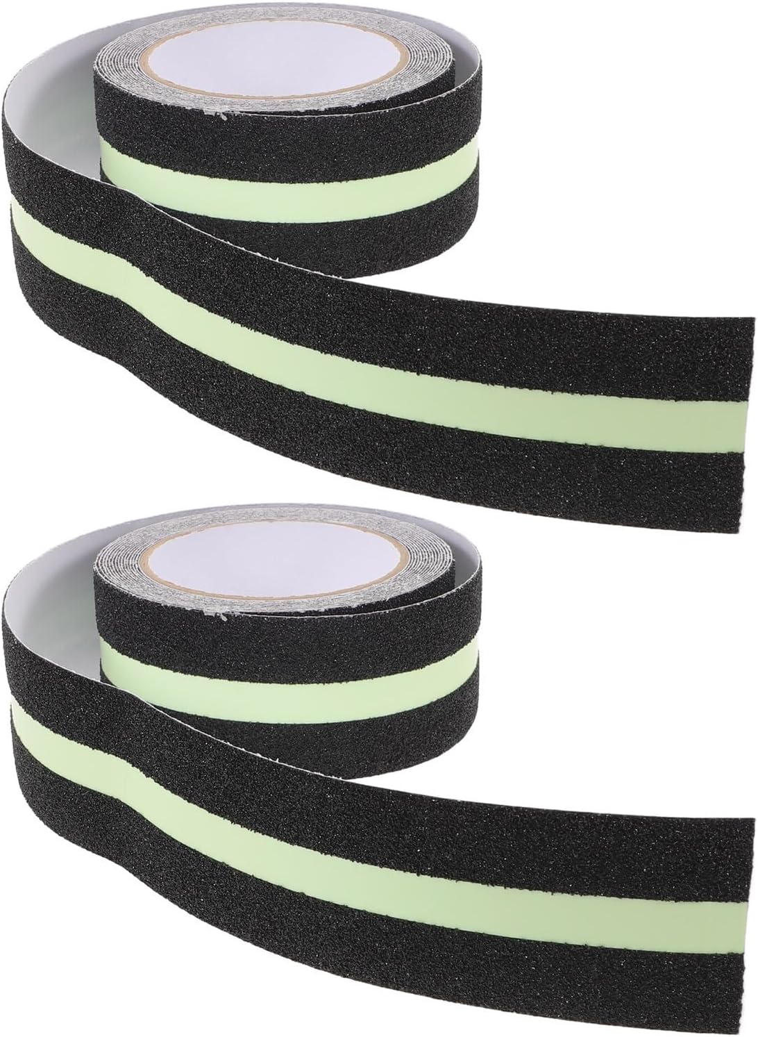 BETOOKY 2pcs Non-skid Stair Tread Strips with Glow-in-the-dark Center, High Adhesion Self-adhesive Grip Tape for Indoor Steps Safety and Anti-slip Traction