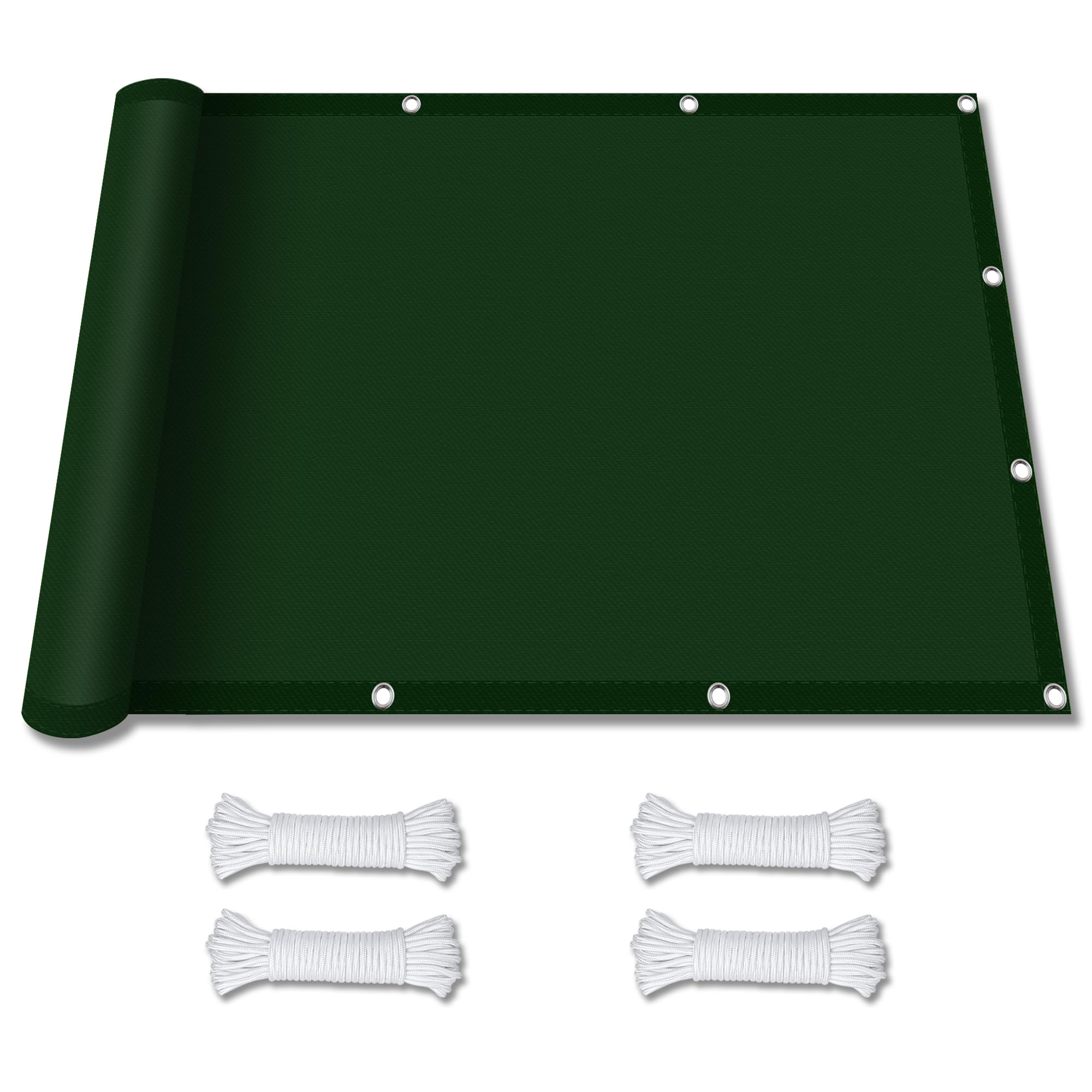 Malla Sombreo Sun Net 1.9 x 2.4 m 95% de Protección UV Impermeable Toldo Prueba de Lluvia con Ojales y Cuerdas Fijación para Patio Jardín Terraza, Verde Oscuro