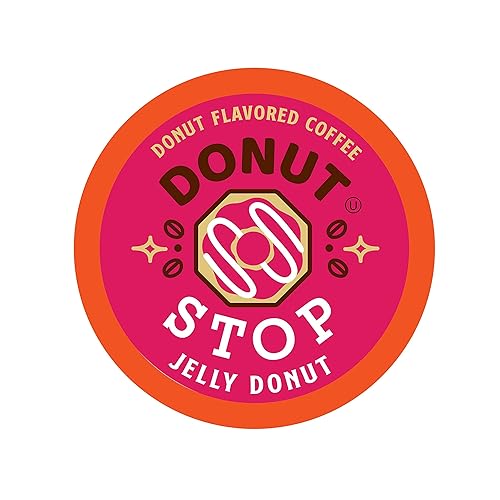 Donut Stop Cápsulas de café con sabor, compatibles con cervezas 2.0 K-Cup y sabor a dona de gelatina, 40 unidades