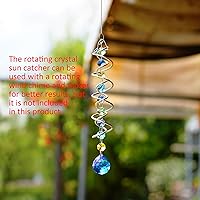 H&D HYALINE & DORA 20.5" Sea Blue Crystal Gazing Ball Spiral Tail Wind Spinner - Rainbow Maker Suncatcher for Garden Window Decor
