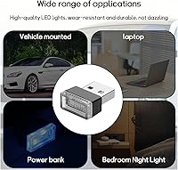 Vista 5 de 4 lámparas LED USB para el interior del automóvil, mini luz nocturna LED portátil, kit de iluminación ambiental de interfaz USB enchufable