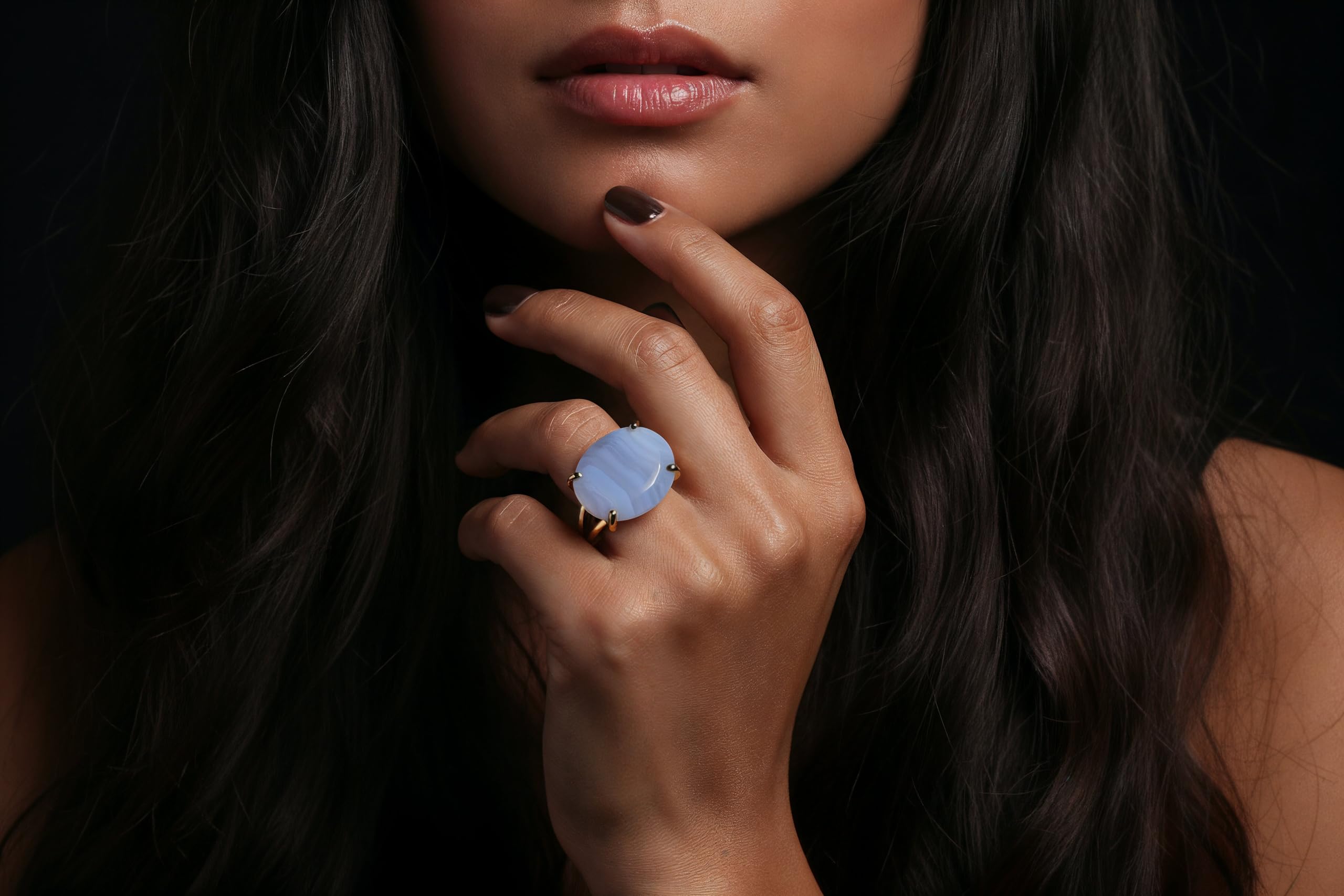 Ovale Spitze Achat Ring - 925 Silber Aussage Schmuck für Frauen - Handgemachte Ringe, Mode Ringe, Boho Ringe für Sie - Benutzerdefinierte Ring - Wählen Sie Ihr Material und Ringgröße