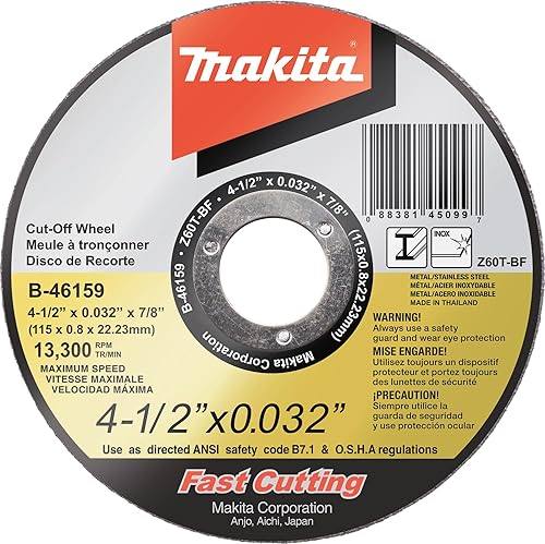 Makita B-46143 - Rueda de corte ultrafina de 4 x 0032 x 58 acero inoxidable