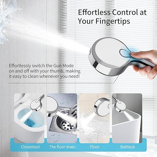 Miniatura 5 de Cabezal de ducha filtrado con mano, cabezal de ducha de alta presión de 9 modos de pulverización con 4 filtros, cabezal de ducha con filtro de agua