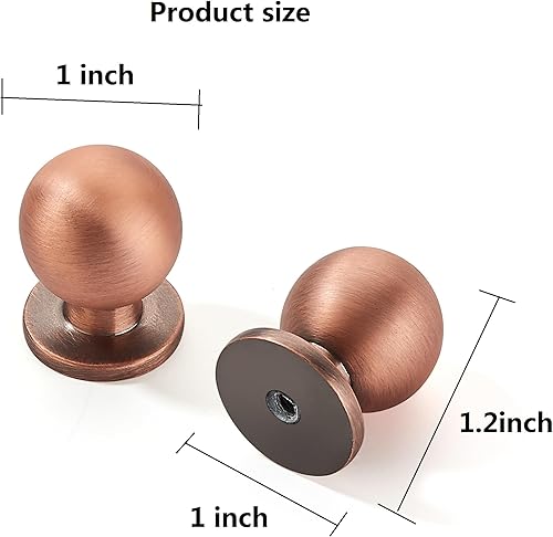 Miniatura 207 de khtumeware - Paquete de 10 pomos redondos de 1 pulgada (25 mm) de diámetro, acabado de latón antiguo, pomos de bola para alacena