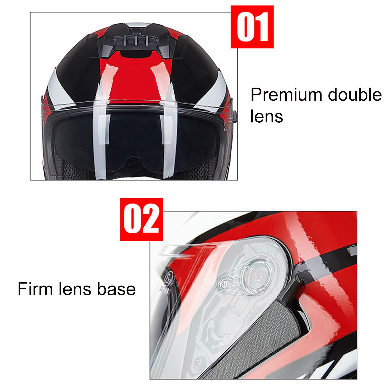 Casque Moto Jet 3/4 Rétro - Ouverture Visage - Léger (1200g) - Visière Amovible Et Support Pour Miroir - Style Vintage