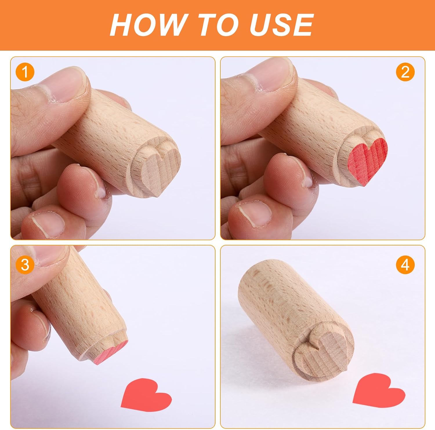 HARFINGTON 8pcs Wood Pottery Tools Stamps 0.6" Dia 2" Length Wooden Natural Clay Pottery Stamps Set Floral Pattern for Cookie Cake Dessert