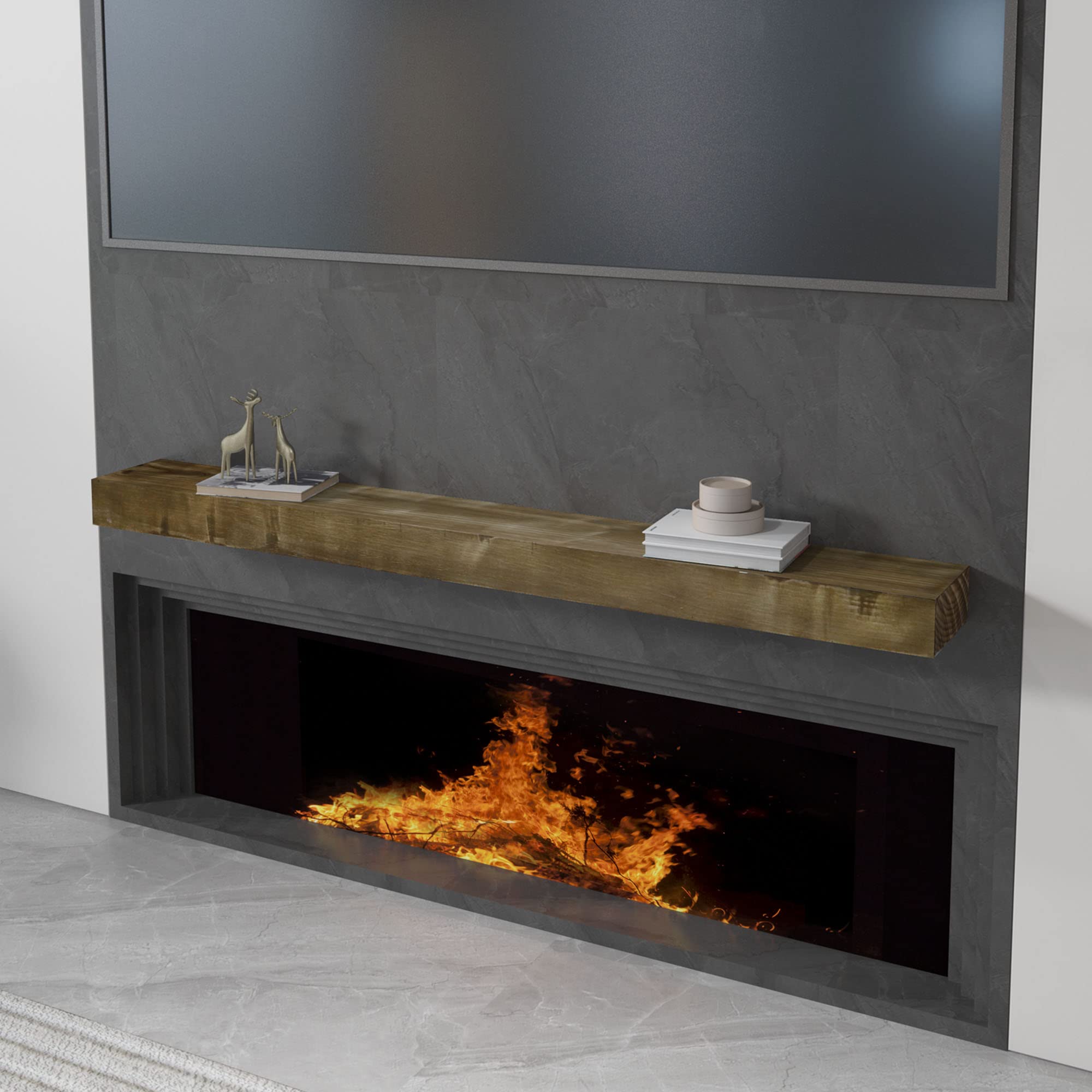 Eshoma Fireplace Mantel, 60 Inches Solid Wood Faux Fireplace Mantel,  Floating Shelf with Invisible Heavy Duty Metal Bracket, Brown : Amazon.ca:  Tools u0026 Home Improvement