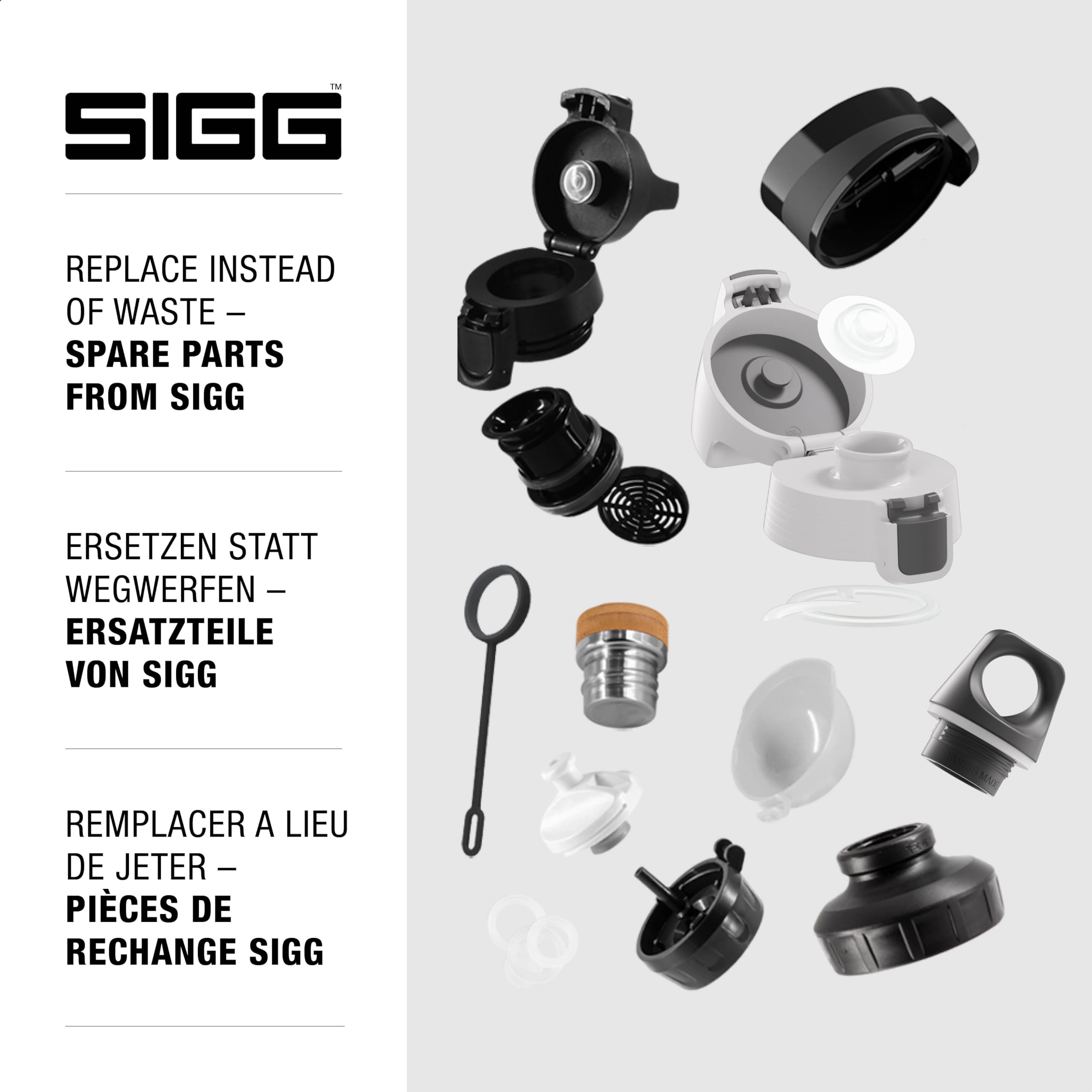 SIGG WMB ONE Top 2 Black zamknięcie (jeden rozmiar), część zamienna do butelki na napoje, obsługiwana jedną ręką i szczelne zamknięcie