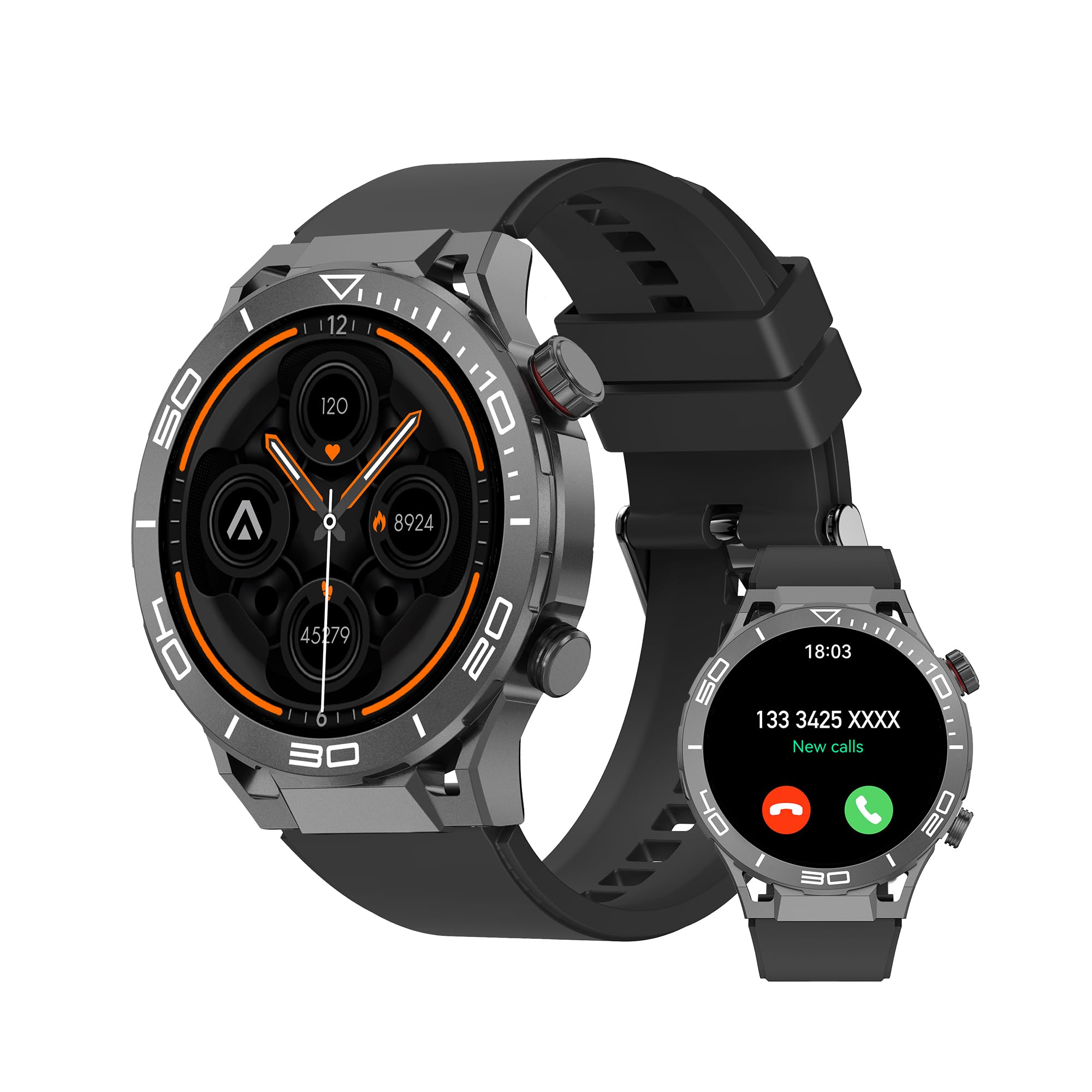 Abyx Fit Saturn 4 - Montre Connectée Homme avec 1,52'' / 330mAh Batterie/Smartwatch Homme avec 120+ Modes Sportifs, 24/7 Moniteur de Fréquence Cardiaque et Sommeil,IP68 Étanche pour Android iOS