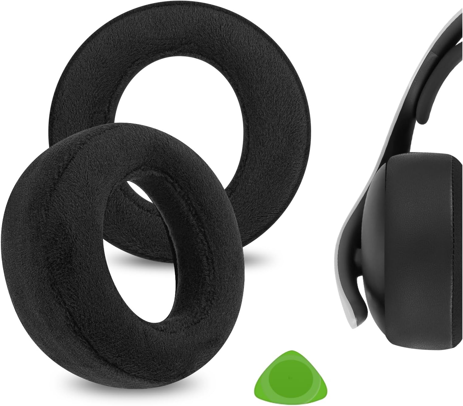 Comfort Velour Replacement Ear Pads for Sony PlayStation Pulse Elite Headphones Ear Cushions, Repair Parts (Black)