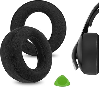 Geekria Comfort Velour Replacement Ear Pads for Sony PlayStation Pulse Elite Headphones Ear Cushions, Repair Parts Black