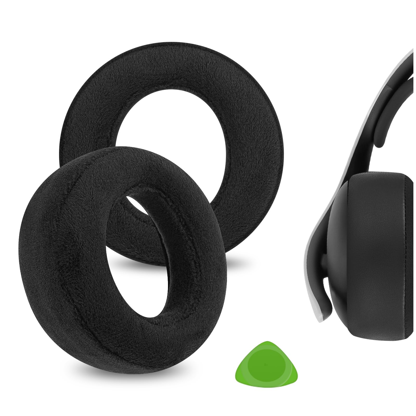 GEEKRIAComfort Velour Replacement Ear Pads for Sony PlayStation Pulse Elite Headphones Ear Cushions, Headset Earpads, Ear Cups Cover Repair Parts (Black)