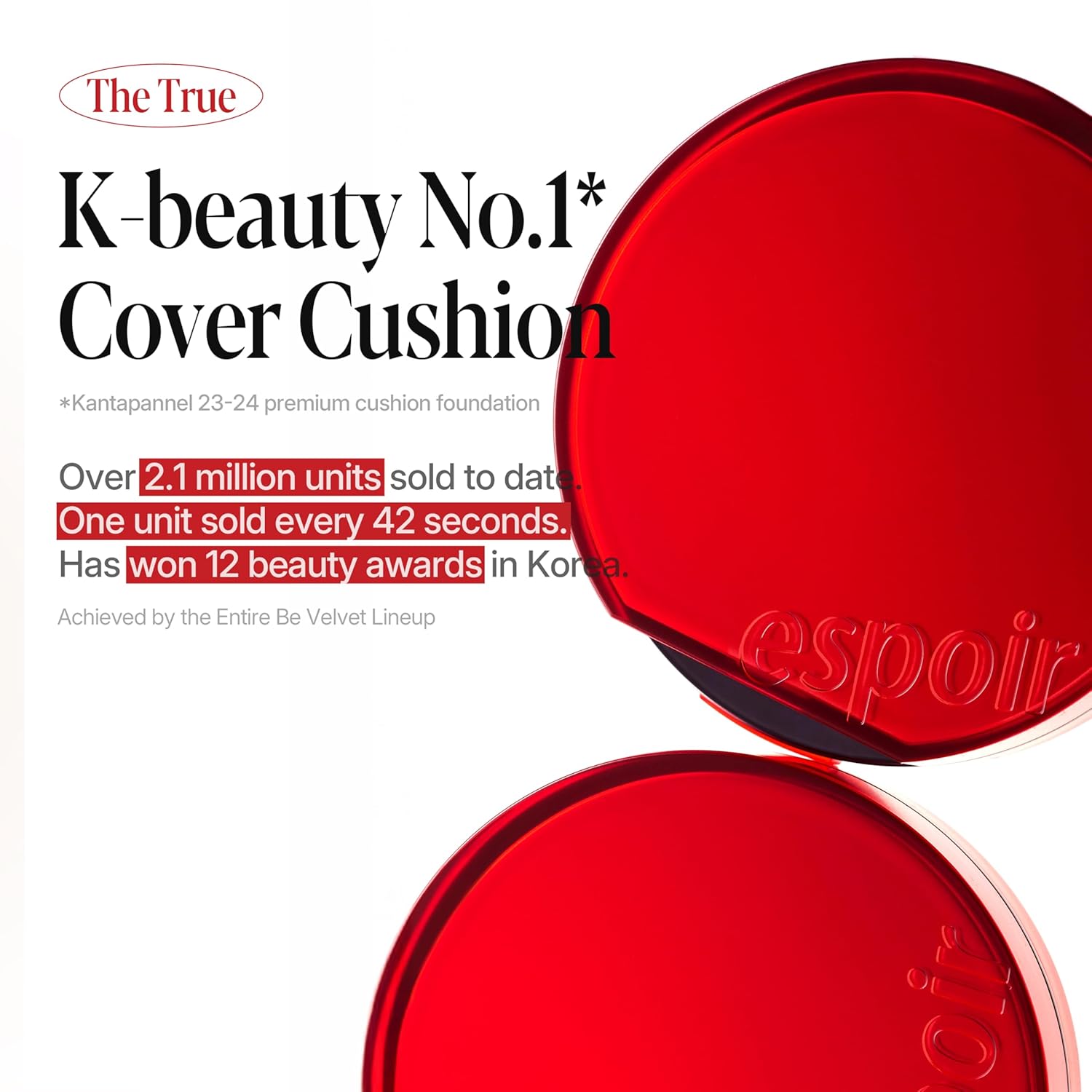 Espoir Be Velvet Cushion Foundation #13 Porcelain | Quick and Easy Coverage with Long-lasting Color by Zero Oxidation, Velvety Smooth Finish & Lightweight Formula, Vegan, Korean Makeup, 0.46 oz - Image 2