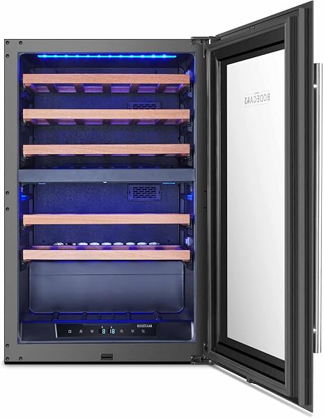 BODEGA43-42 Einbau Weinkühlschrank - Luxuriöse Weinklimaschrank mit 2 Zonen und digitalem Temperaturdisplay - 42 Flaschen, Vollglas-Designtür, 40 dB, 5 Ausziehbare Schubladen aus Birkenholz - 5