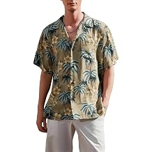 Mens Silk Shirts Short Sleeve Button Down Casual Tropical Holiday Hawaiian Shirts