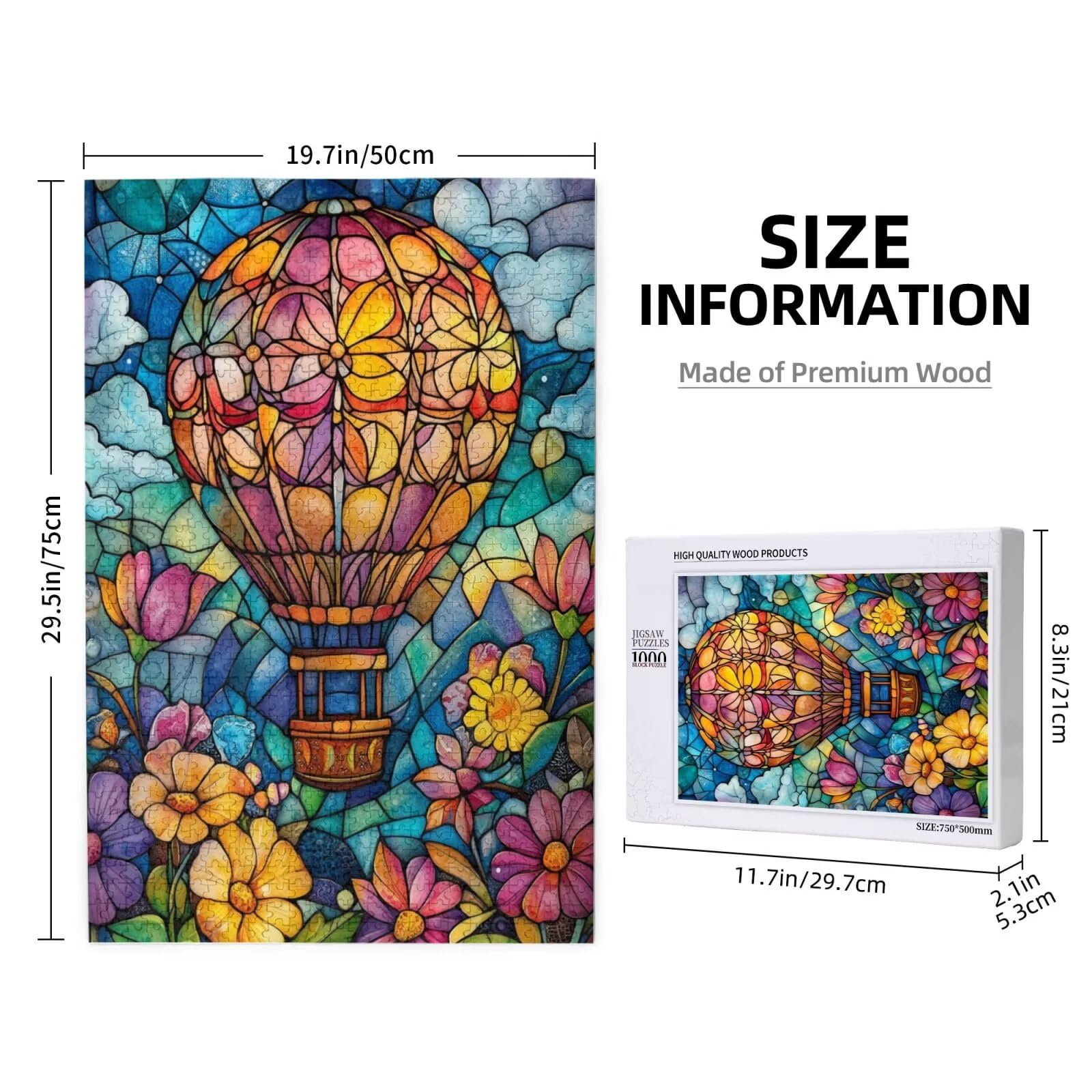 Fleur Puzzle Montgolfière 3000 Pièces Adultes,DIY Puzzles Classiques Art avec Boîte d'emballage et Photos de Référence,Relaxation/Soulagement du Stress/Jeux Amusants,Creatif Cadeau pour Femme M-1810