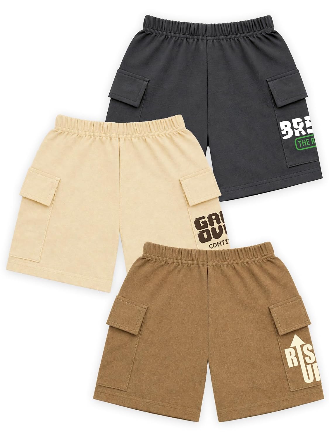 Kuchipoo Boys Cotton Cargo Shorts | Elastic Waistband | Double Pocket Shorts | Summer Casual Wear for Kids | Pack of 3 - Review, Price and Buying Guide