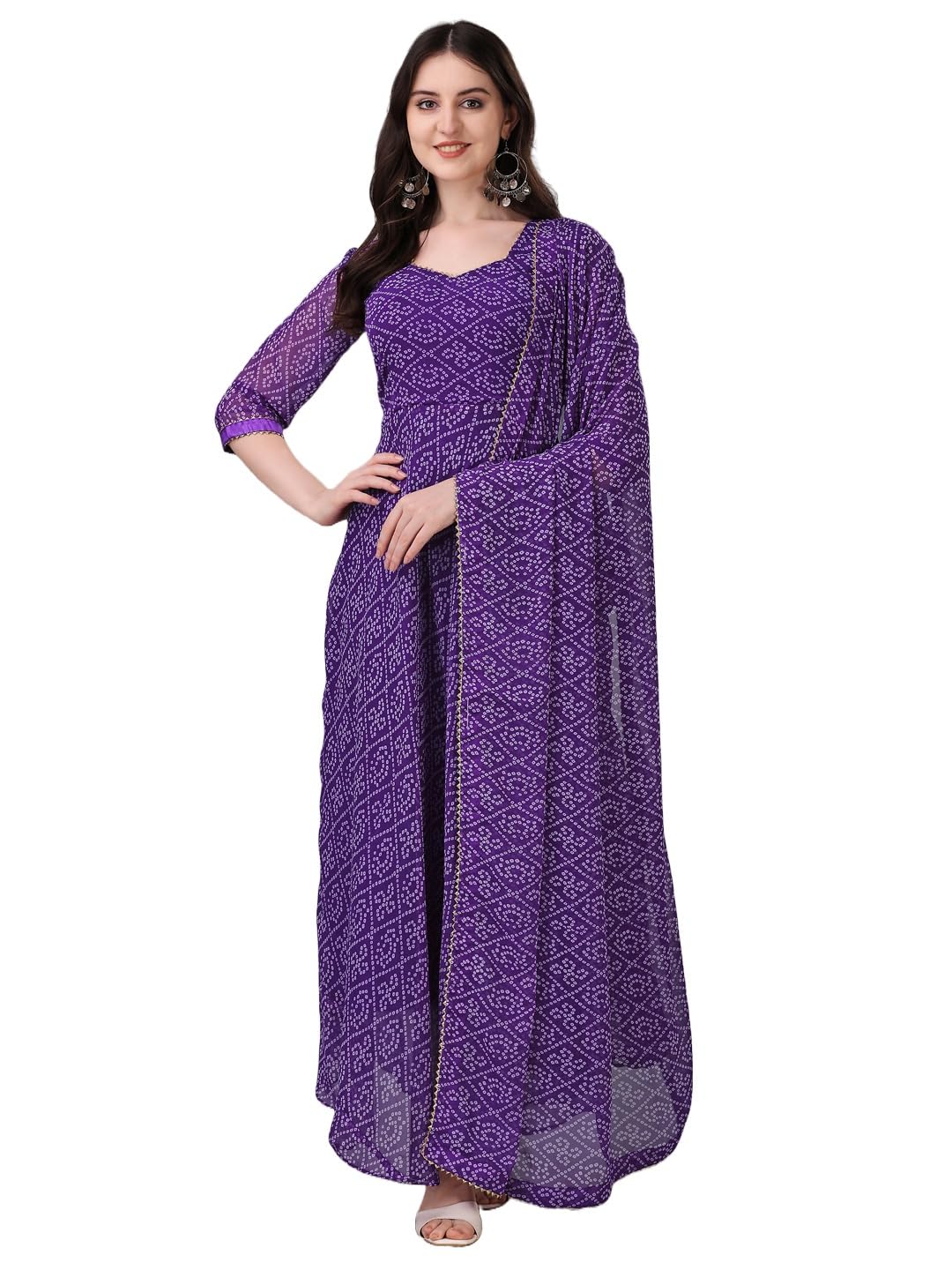 Avsar TrendzWomen's Georgette Anarkali Stiched Kurta with Dupatta