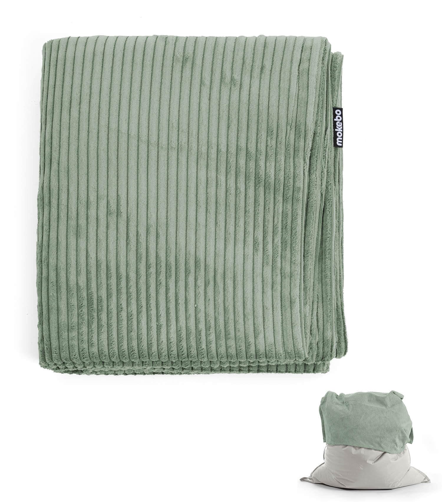 mokebo Sitzsack Bezug aus Cord 'Das Kuschel-Cover', Cover für den Riesen-Sitzsack 'Der Große', Cordbezug in Salbei für Sitzkissen & Liegekissen, für alle XXL Sitzsäcke bis 140x180 cm anwendbar