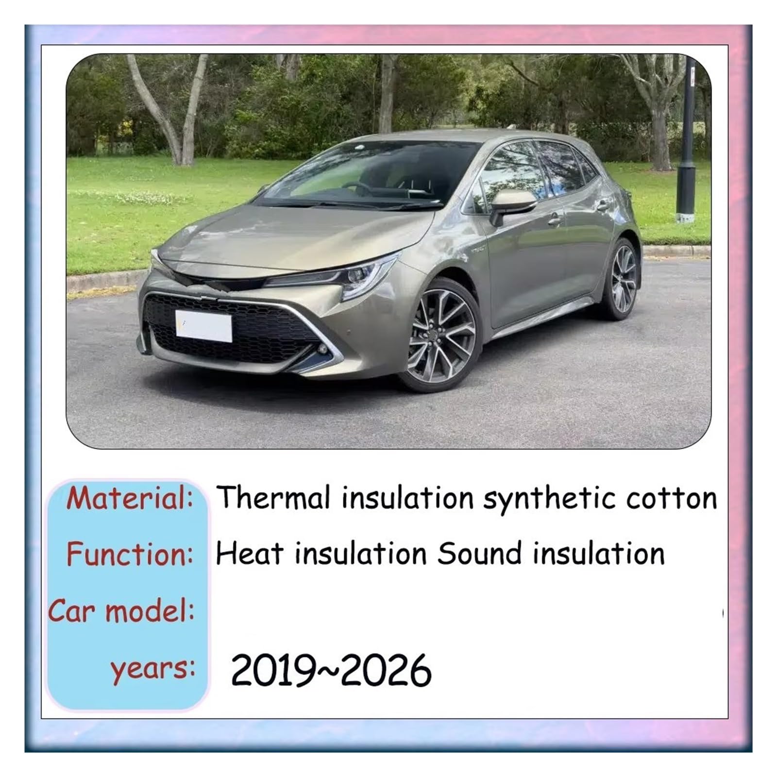 Cuscinetto fonoassorbente e termico in cotone Per Toyota Per Corolla E210 Per Suzuki Swace 2019 ~ 2026 2020 2021 Auto Cofano Motore Isolamento Termico Cotone Insonorizzato Zerbino(Style B)